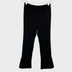 Anne and the Crwd Womens Black Pants Pleated Flared Hems Pockets size Small